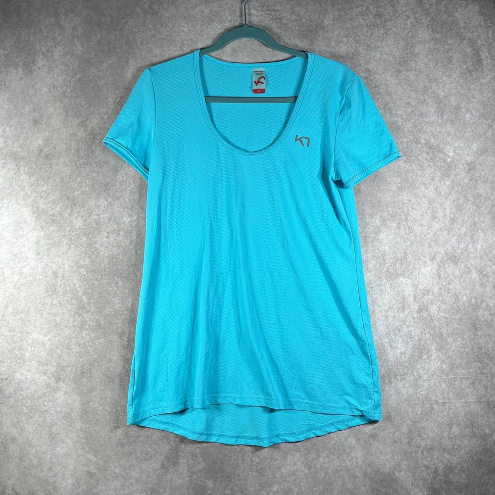 Kari Traa Myrbla Loose Tee Shirt Womens Large Blue Mesh‎ Jersey Short Sleeves